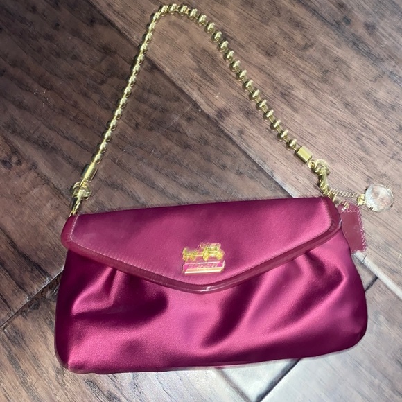 Stunning Coach Satin Evening Bag with Gold Ball Chain - Picture 1 of 6